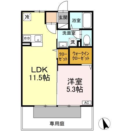 シルエラ(1LDK/1階)の間取り写真