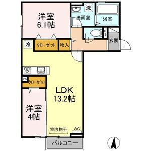 シェルフ宮丸 A棟(2LDK/2階)の間取り写真