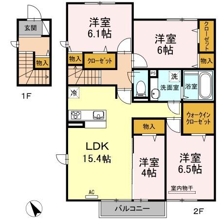 D-ROOM城野駅 C棟(4LDK/2階)の間取り写真