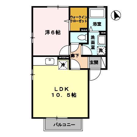 エデンナⅠ(1LDK/2階)の間取り写真