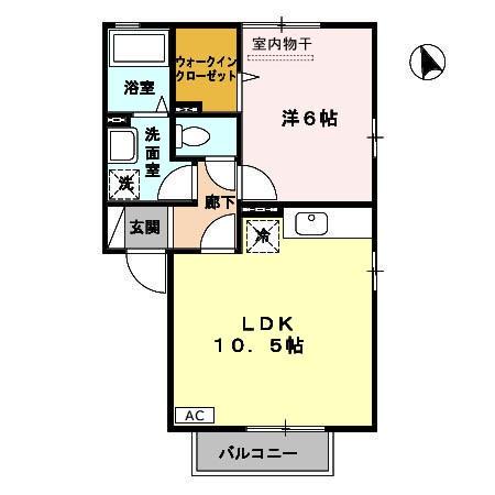 エデンナⅠ(1LDK/1階)の間取り写真