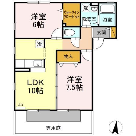 メゾンことぶき(2LDK/1階)の間取り写真