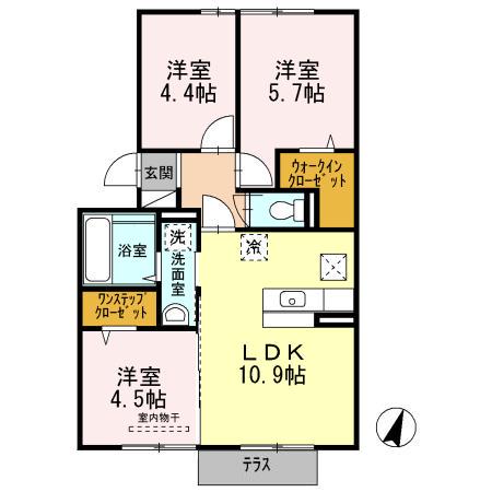 リアンドファミーユB(3LDK/1階)の間取り写真