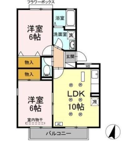 リベルティメゾン(2LDK/3階)の間取り写真
