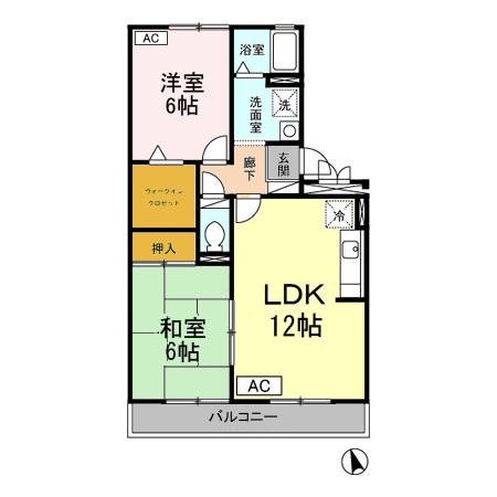 リバーフィールドⅡ(2LDK/3階)の間取り写真