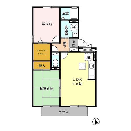 リバーフィールドⅡ(2LDK/1階)の間取り写真