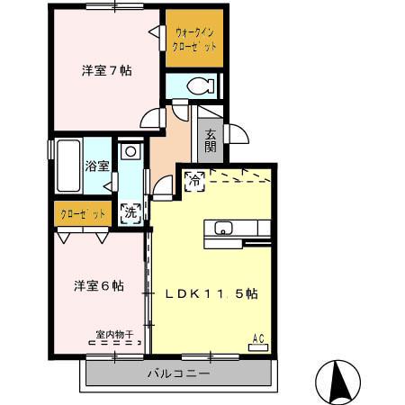 サンタアンジェリ(2LDK/2階)の間取り写真