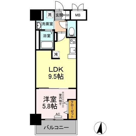 シズカビルディング白銀(1LDK/2階)の間取り写真