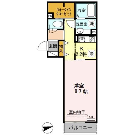 POLONIA KOKURA-KITA(1K/2階)の間取り写真