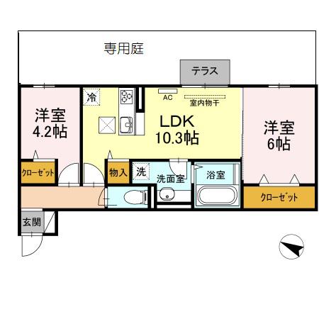 LEAFULL(2LDK/1階)の間取り写真