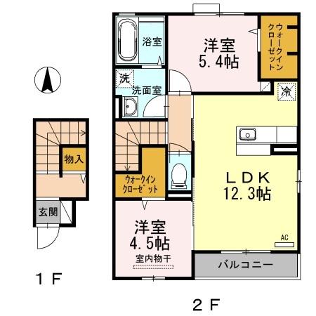 ロイヤルやつえ(2LDK/2階)の間取り写真