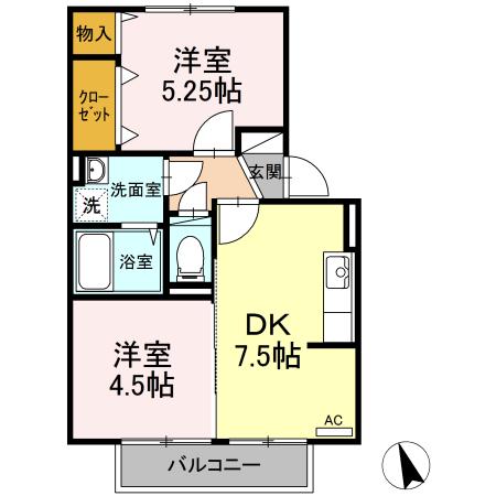 ポサーダ四季(2DK/2階)の間取り写真