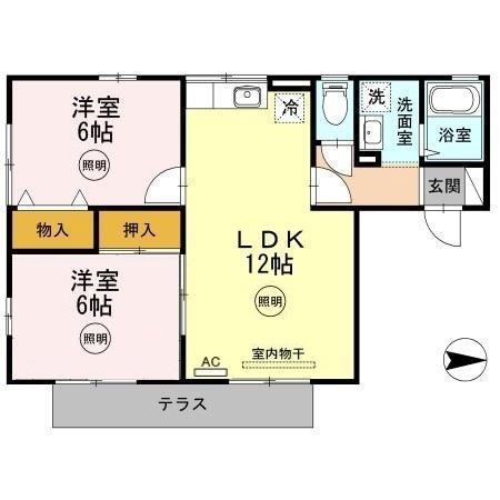 カメリア徳力(2LDK/2階)の間取り写真