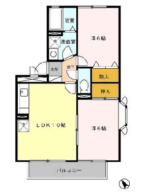 クレセント鴨生田(2LDK/2階)の間取り写真
