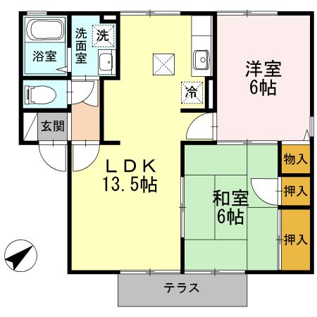 フロンティアS・Ⅱ(2LDK/1階)の間取り写真