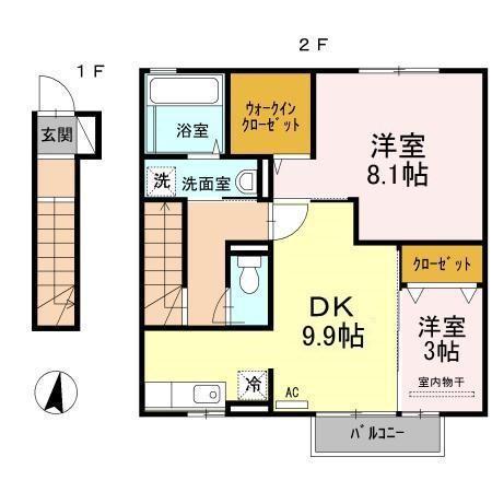 エスペランサ中曽根(2DK/2階)の間取り写真