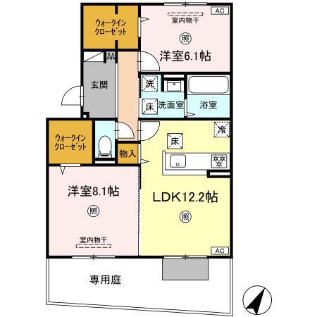 D-ROOM中井(2LDK/1階)の間取り写真