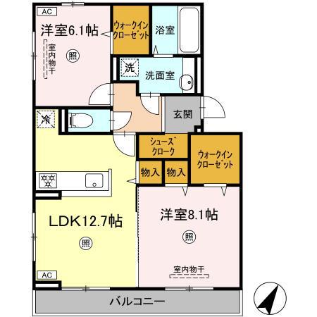 D-ROOM中井(2LDK/2階)の間取り写真