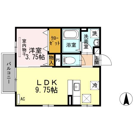 メゾンプランタニエール ドゥ(1LDK/1階)の間取り写真