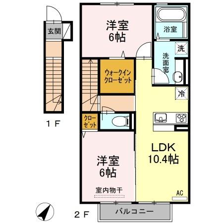 エスポワール(2LDK/2階)の間取り写真