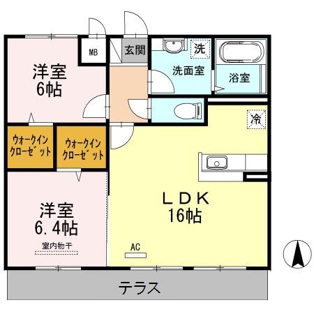 ラ・フィーエ上曽根(2LDK/1階)の間取り写真