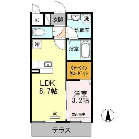 ラ・フィーエ上曽根(1LDK/1階)の間取り写真