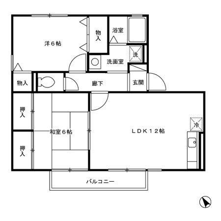 グレイス永犬丸(2LDK/2階)の間取り写真