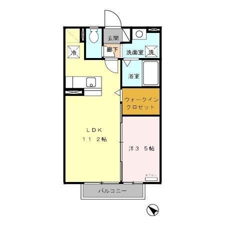 北九州高速鉄道 平和通駅 徒歩19分 2階建 築20年(1LDK/2階)の間取り写真