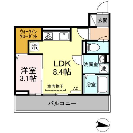  D-ROOM東浜町(1LDK/2階)の間取り写真