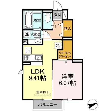 シーズンさくらB棟 B棟(1LDK/1階)の間取り写真