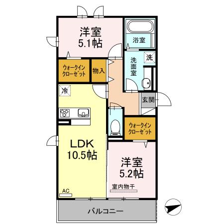 ALLTID GLAD FARGERIK(2LDK/3階)の間取り写真