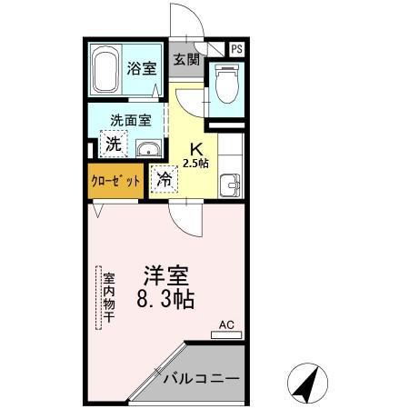 ロイヤルコートM(1K/3階)の間取り写真