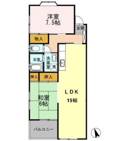 タイムⅠ(2LDK/1階)の間取り写真