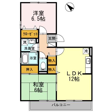 リベルテSⅡ(2LDK/2階)の間取り写真