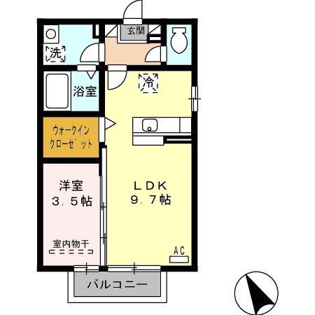 エクレールグランデA棟(1LDK/2階)の間取り写真