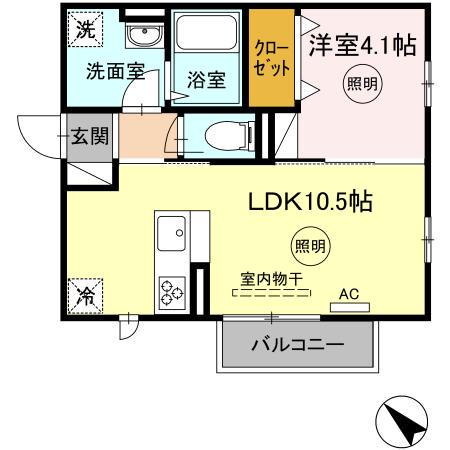 トレス若園館(1LDK/2階)の間取り写真