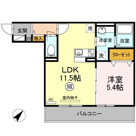 POLONIA MATSUBARAA棟(1LDK/3階)の間取り写真