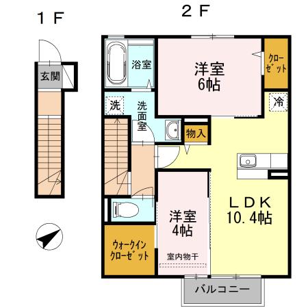 リバーサイドすみのえ(2LDK/2階)の間取り写真