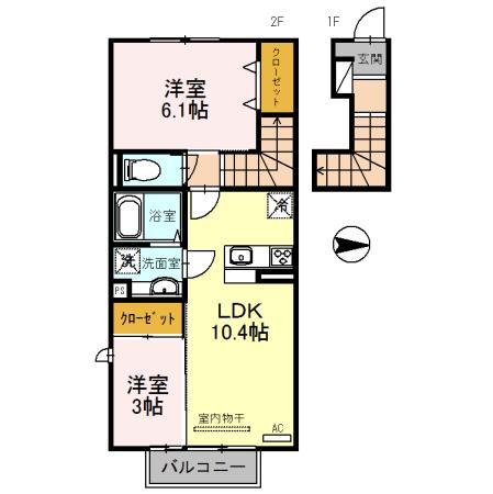 ルミナス須賀(2LDK/2階)の間取り写真