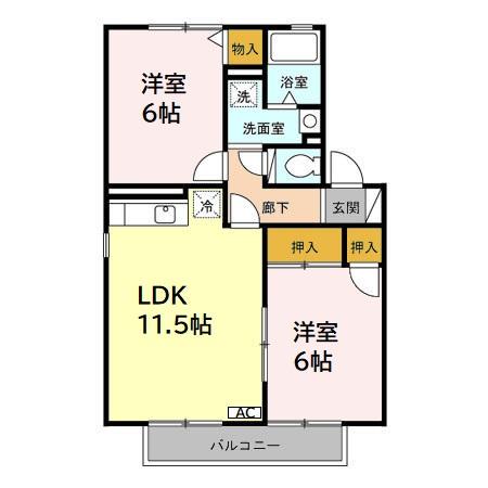 フラッターM(2LDK/2階)の間取り写真