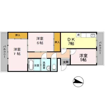 柏田ハイツ(3DK/1階)の間取り写真