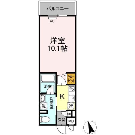 ニシコービルディング門司(1K/1階)の間取り写真