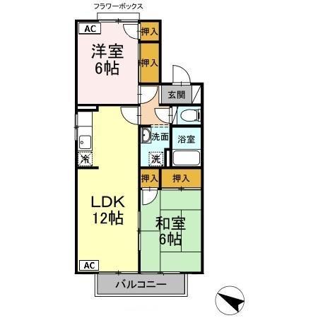 リオグランデ芳賀 C棟(2LDK/2階)の間取り写真