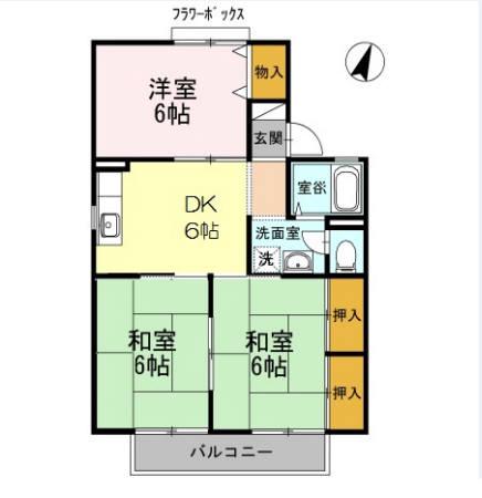 セジュール朽網A棟(3DK/2階)の間取り写真