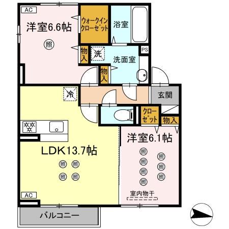 ソレールヴィラ・クレスト(2LDK/2階)の間取り写真