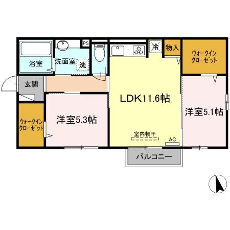 エターナル雅Ⅲ(2LDK/2階)の間取り写真