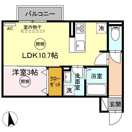 COZY COURT下曽根(1LDK/2階)の間取り写真