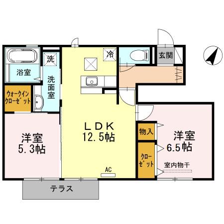 フェアリーコートASOH2(2LDK/1階)の間取り写真