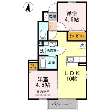 ソレイユ ヴィラージュM(2LDK/1階)の間取り写真