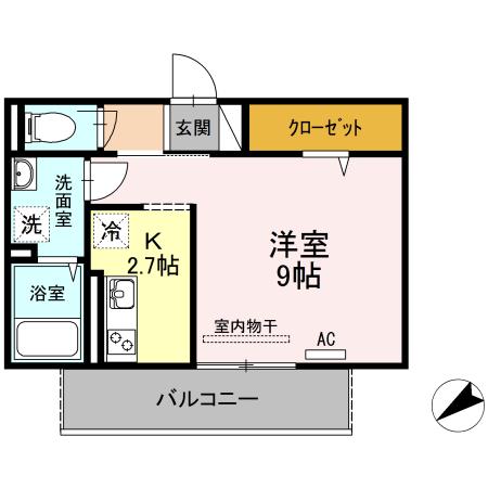 エルカーサ門司駅前(1K/2階)の間取り写真